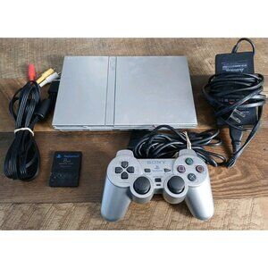 Sony PS2 Slim SCPH-79001 Silver Console Bundle Controller Cables Tested